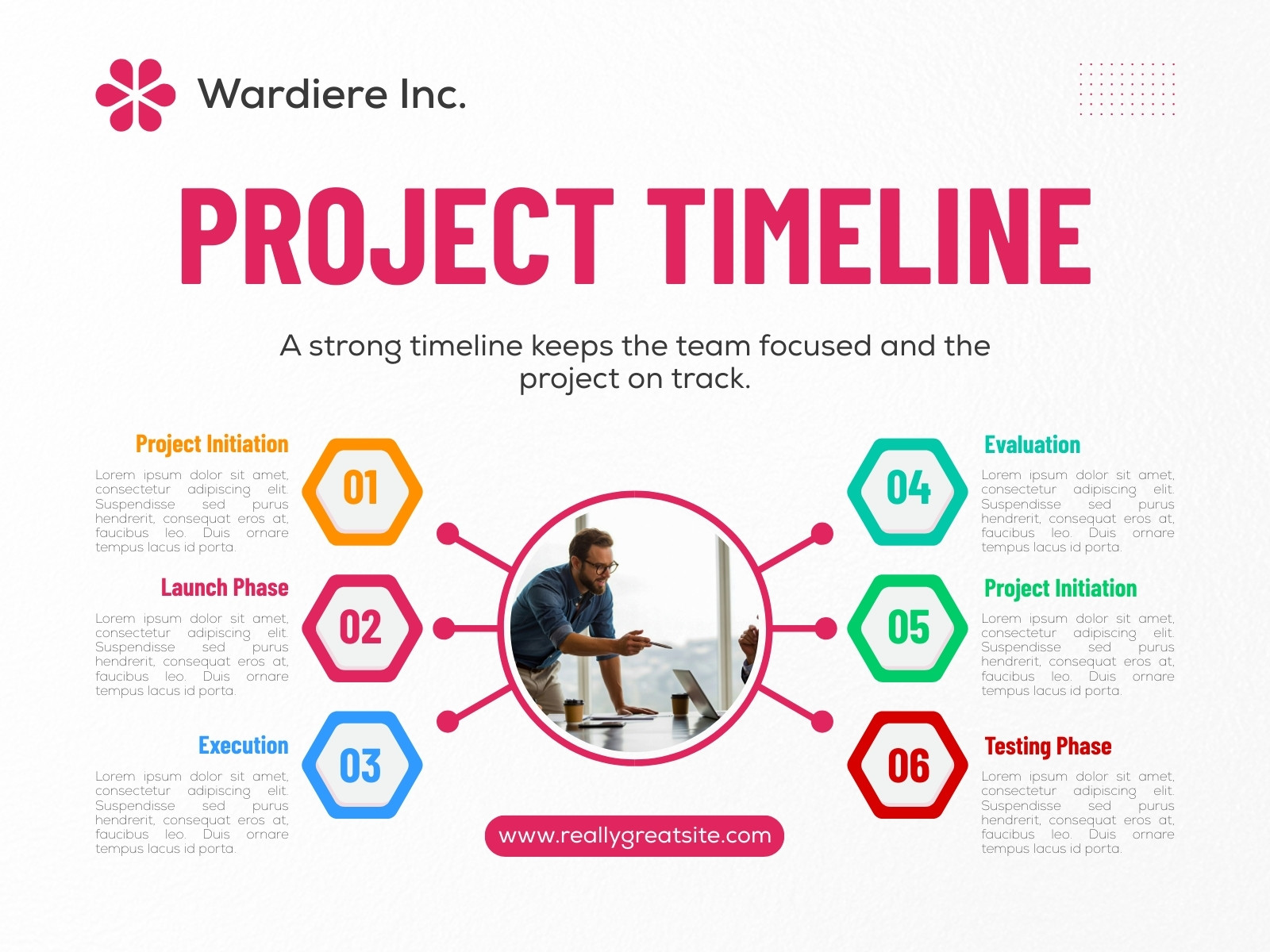 Red and White Modern Project Timeline Graph