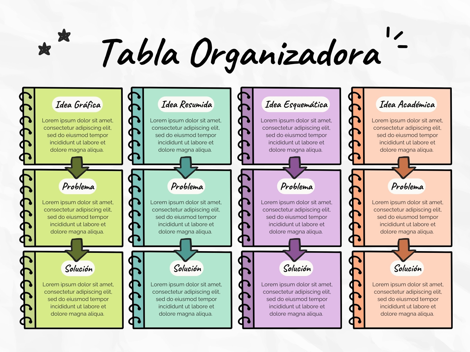 Tabla Cuadro Organizador Doodle Colorido Verde