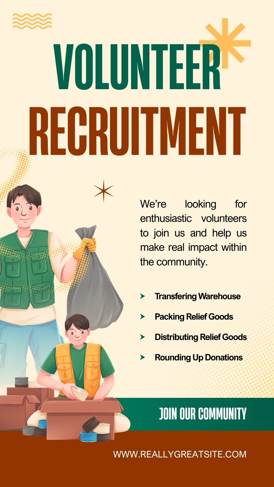 Green Brown Illustration Volunteer Recruitment Instagram Story