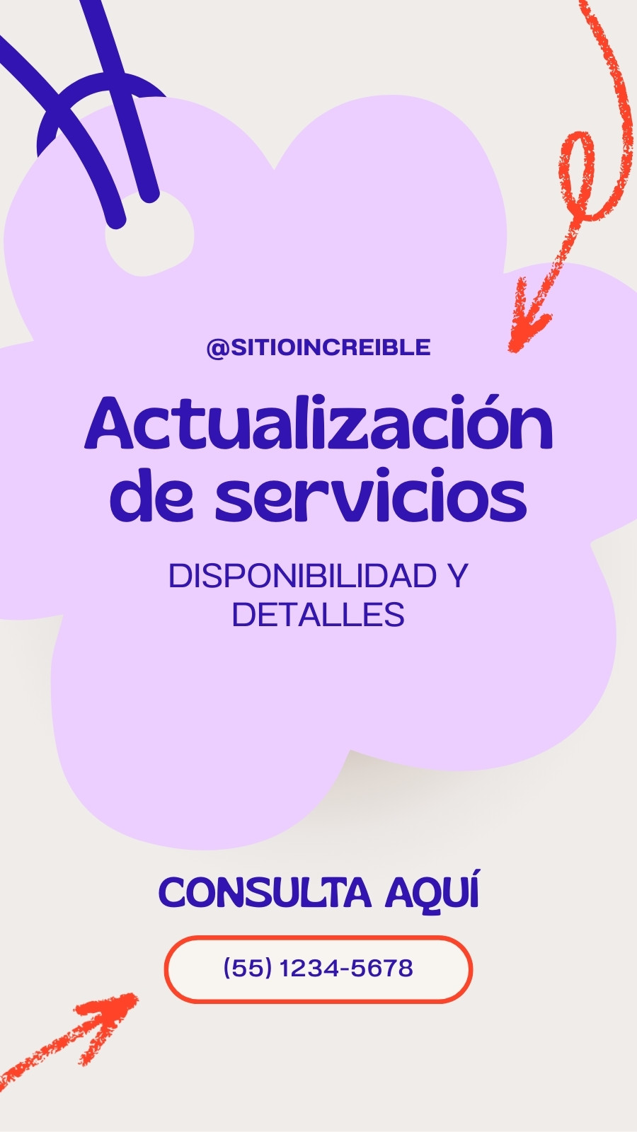 Morado y Beige Moderno Actualización de Servicios Tu Historia