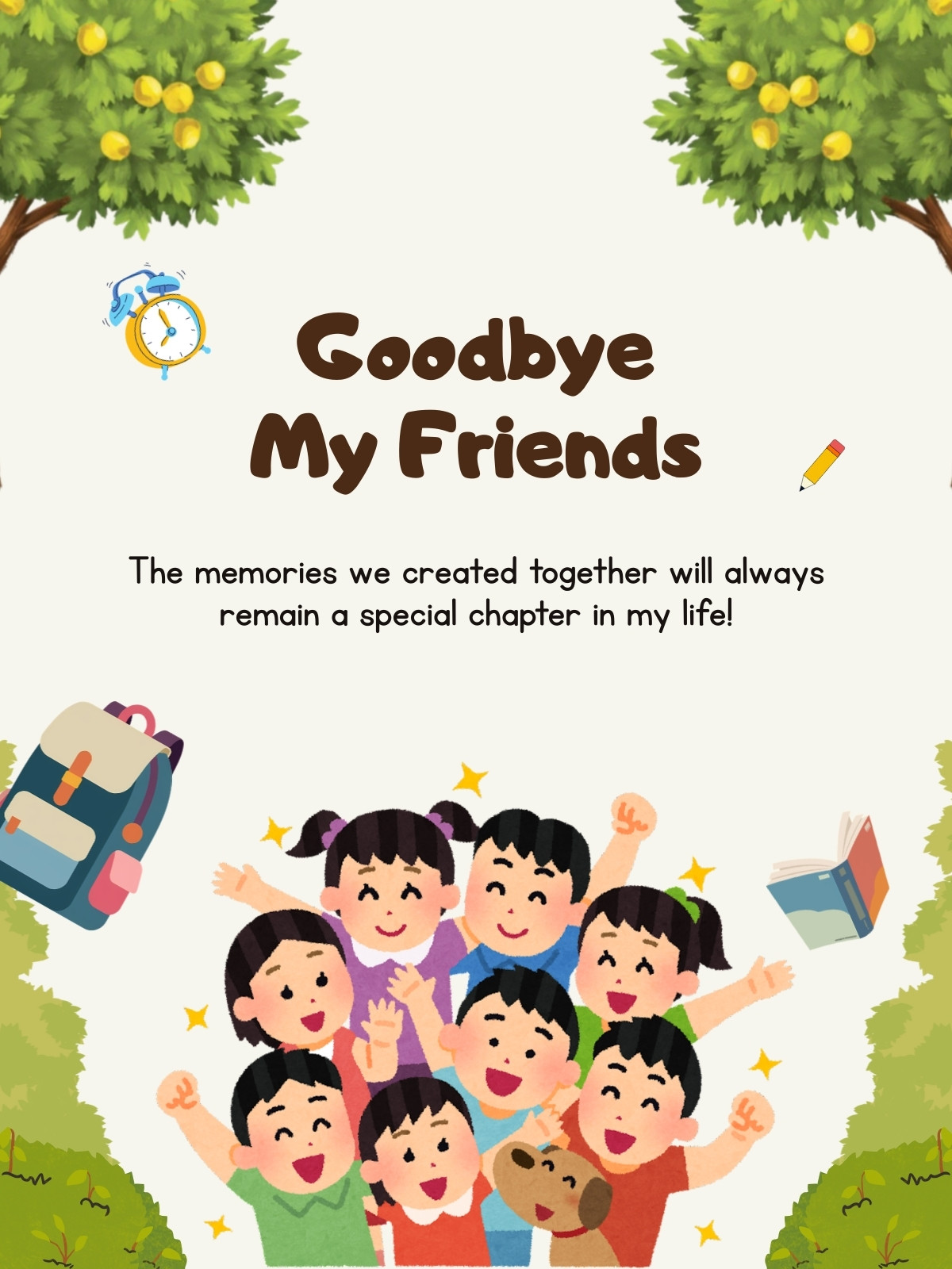 Green and White Illustrated Farewell Instagram Post