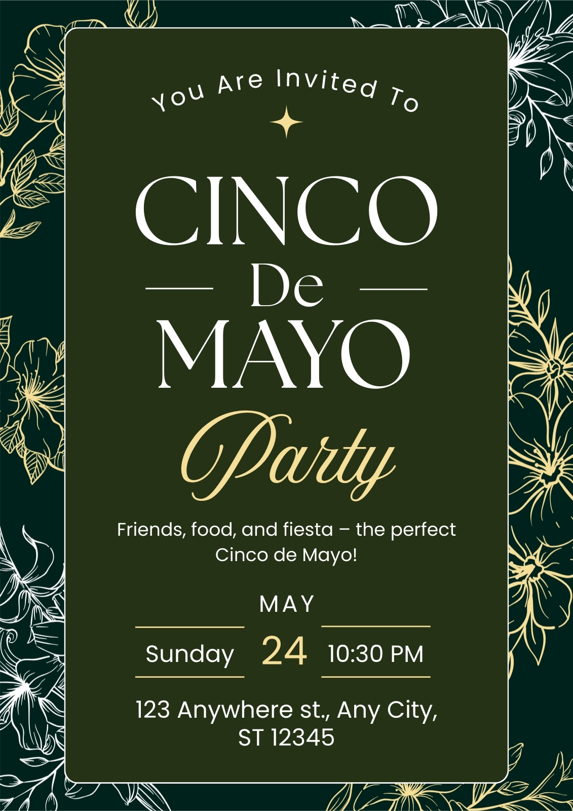 Green White Illustrative Cinco De Mayo party Flyer