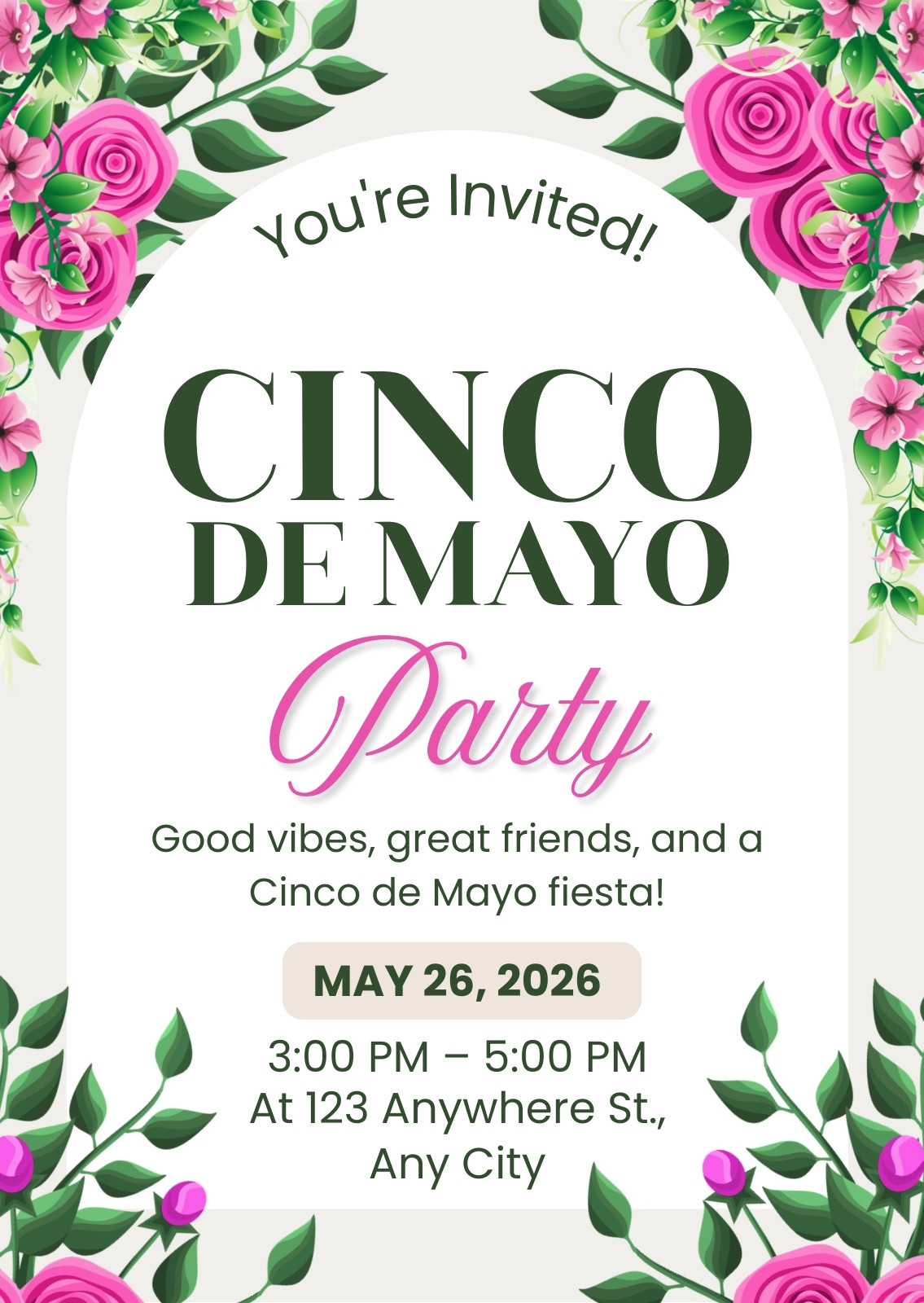 Green Orange Illustrative Cinco De Mayo party Invitation