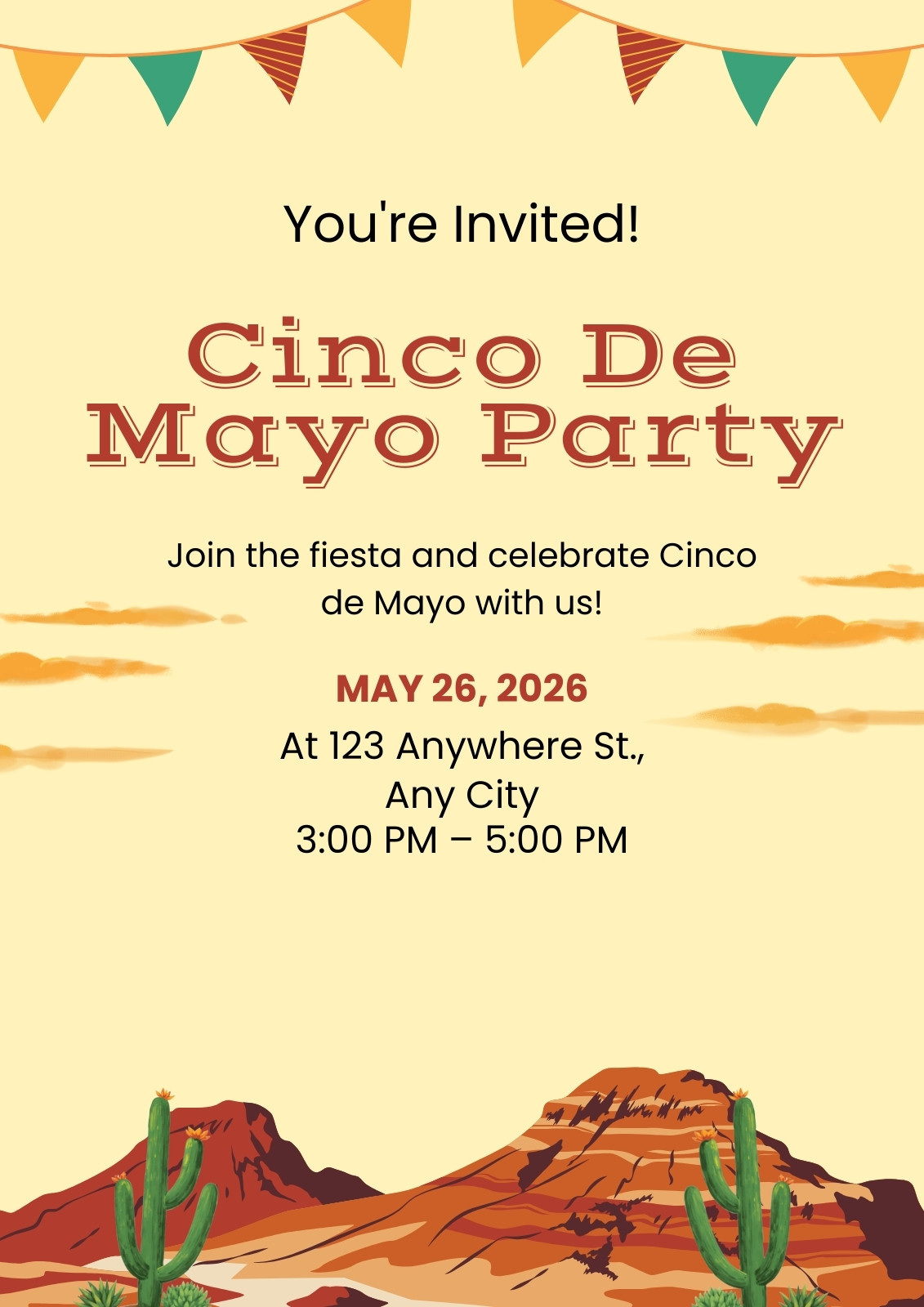Green Brown Illustrative Cinco De Mayo party Flyer
