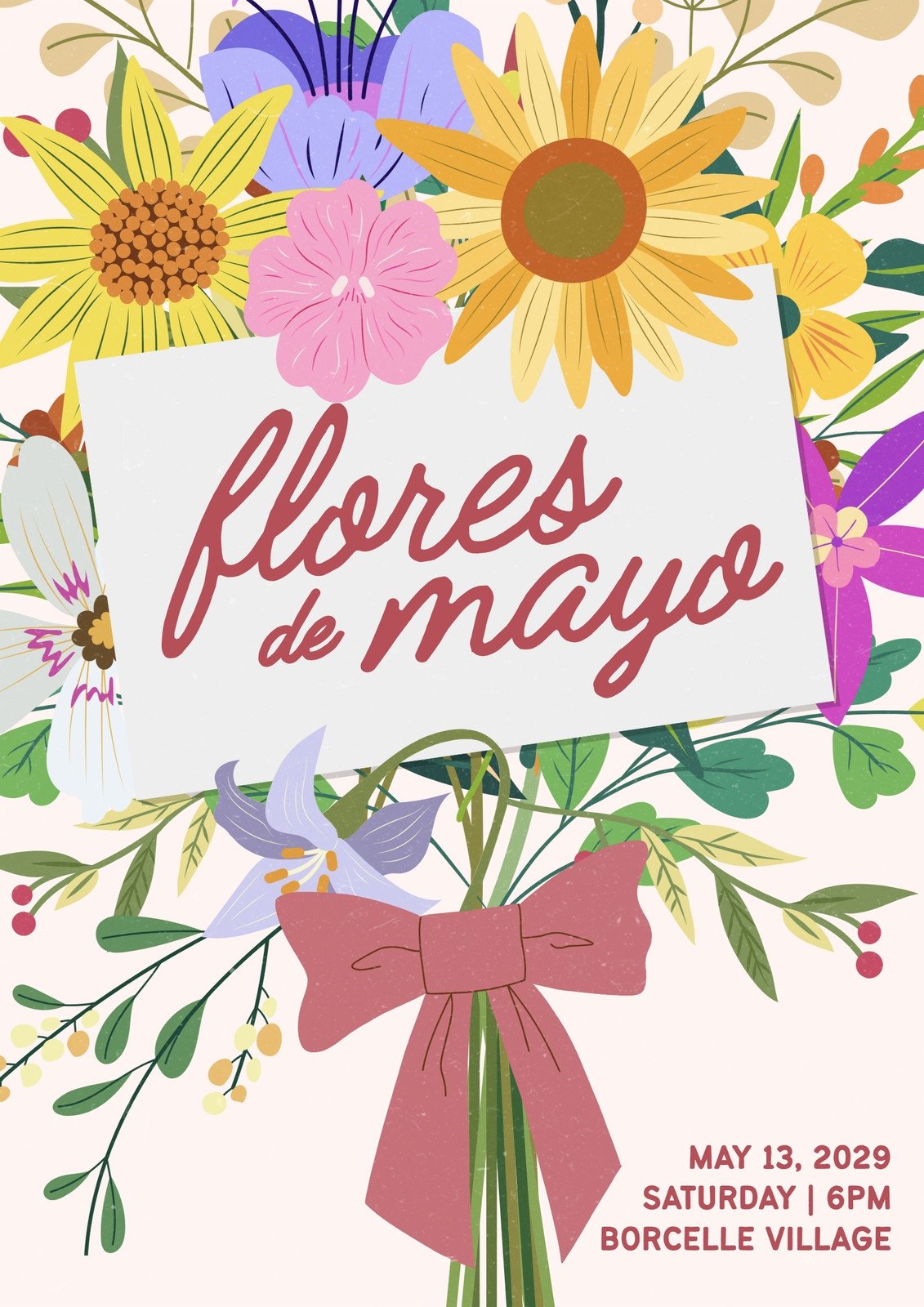 Pastel Illustrated Flores de Mayo Festival Poster