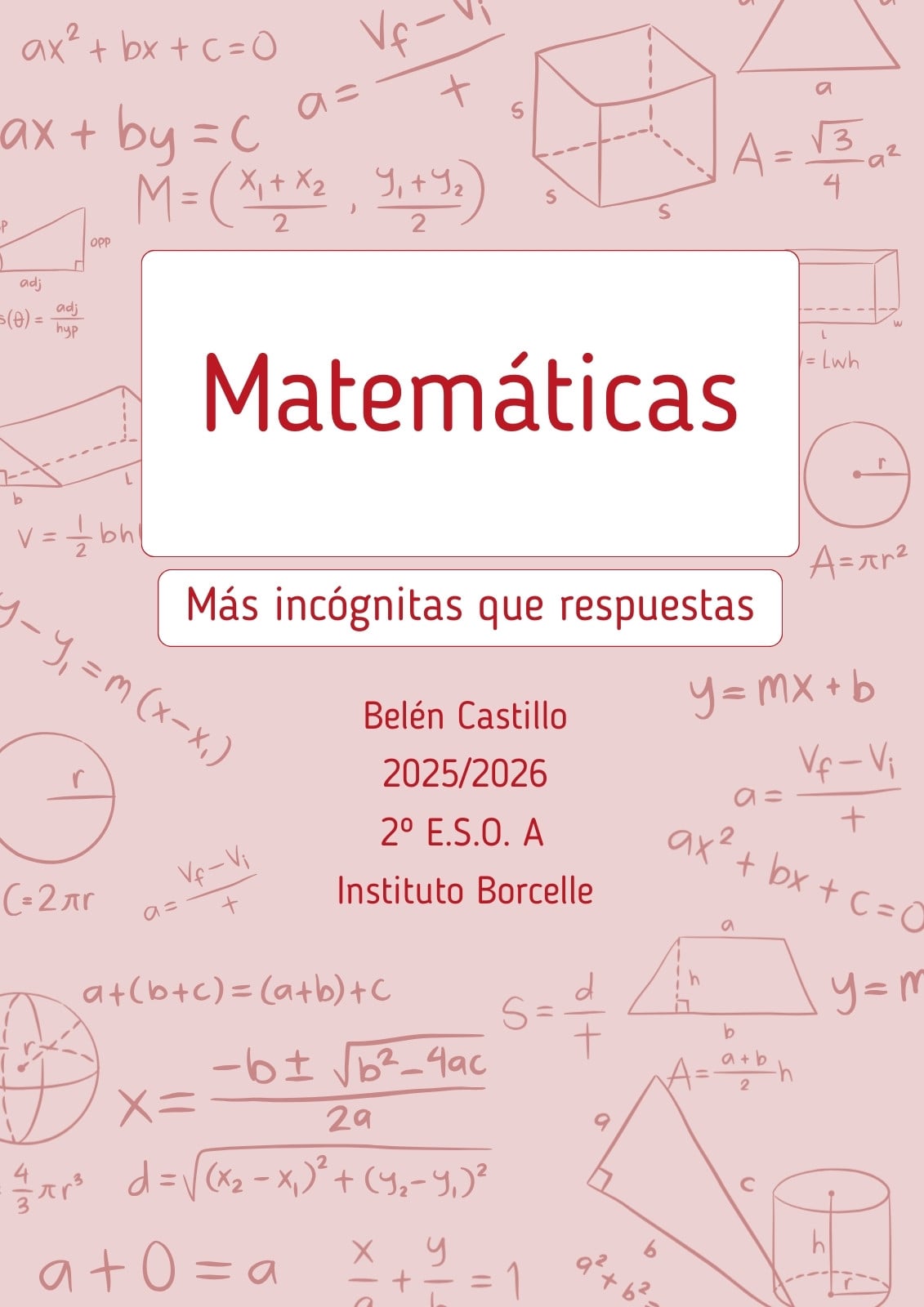 Portada Cuaderno Matemáticas Aesthetic Verde