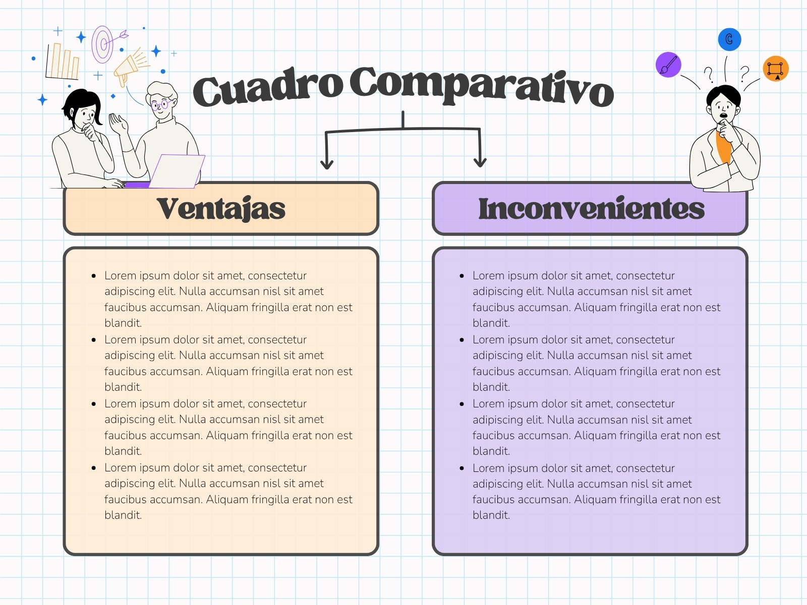 Gráfico Cuadro Comparativo Cuadrícula Ilustrado Lineal Amarillo Violeta