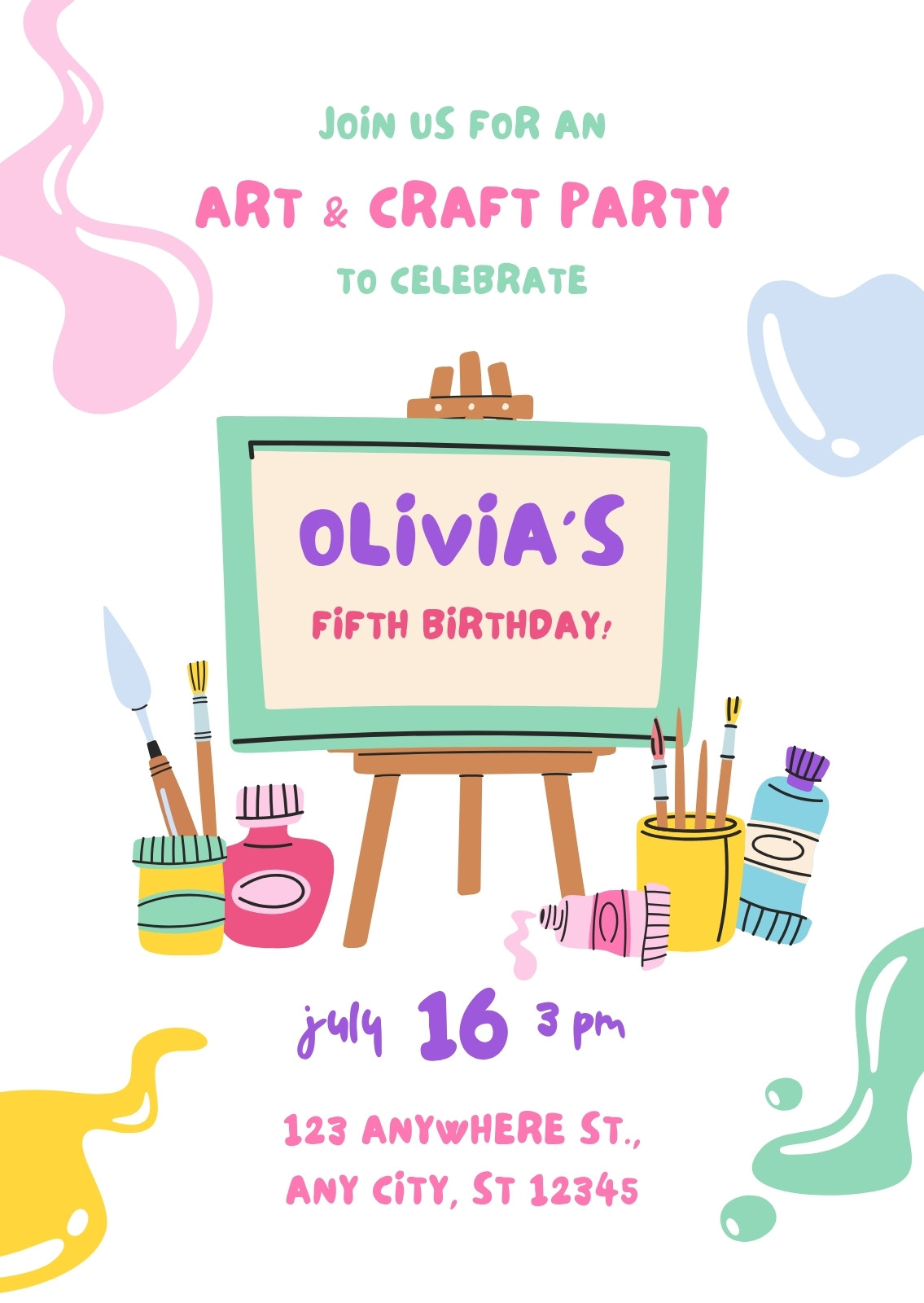 Page 3 - Free printable, custom art party invitation templates | Canva