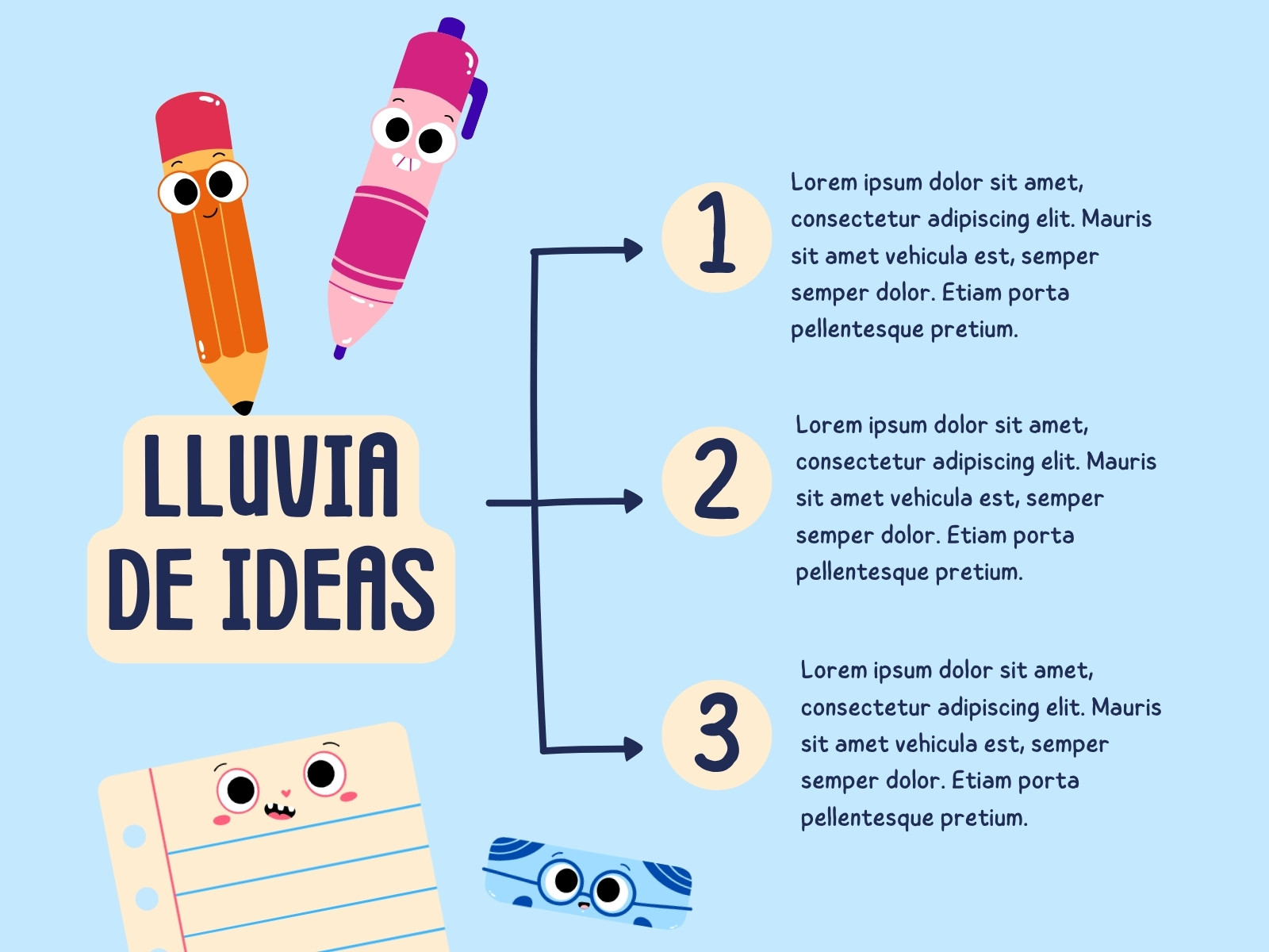 Gráfico Lluvia de Ideas Ilustrado Escolar Infantil Colorido Azul
