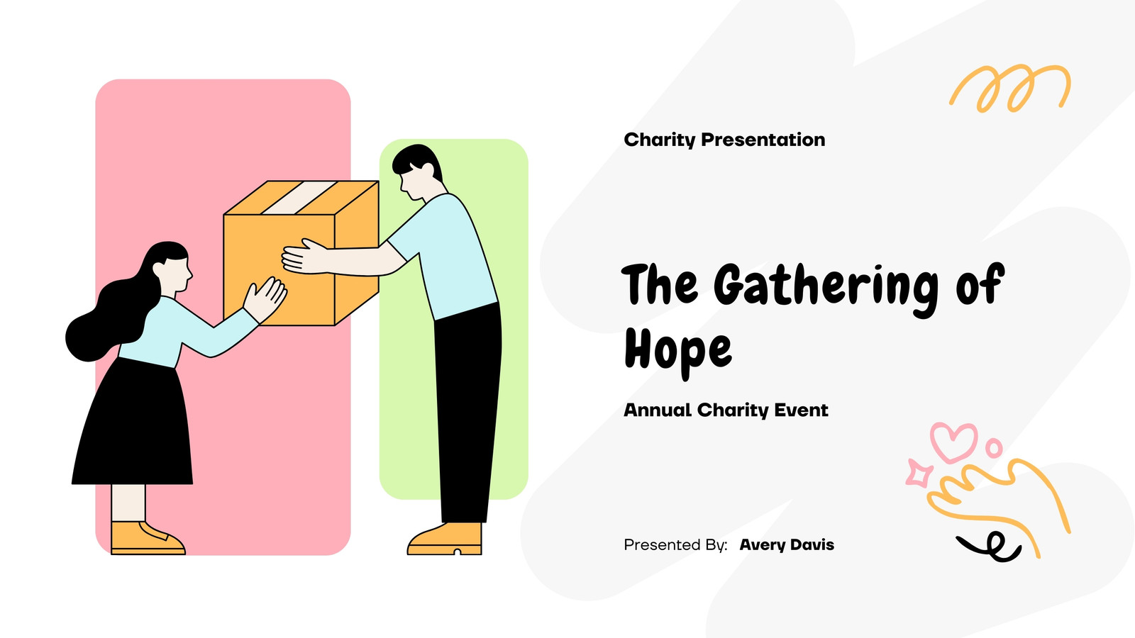Pink Green and Black Illustrated Charity Presentation