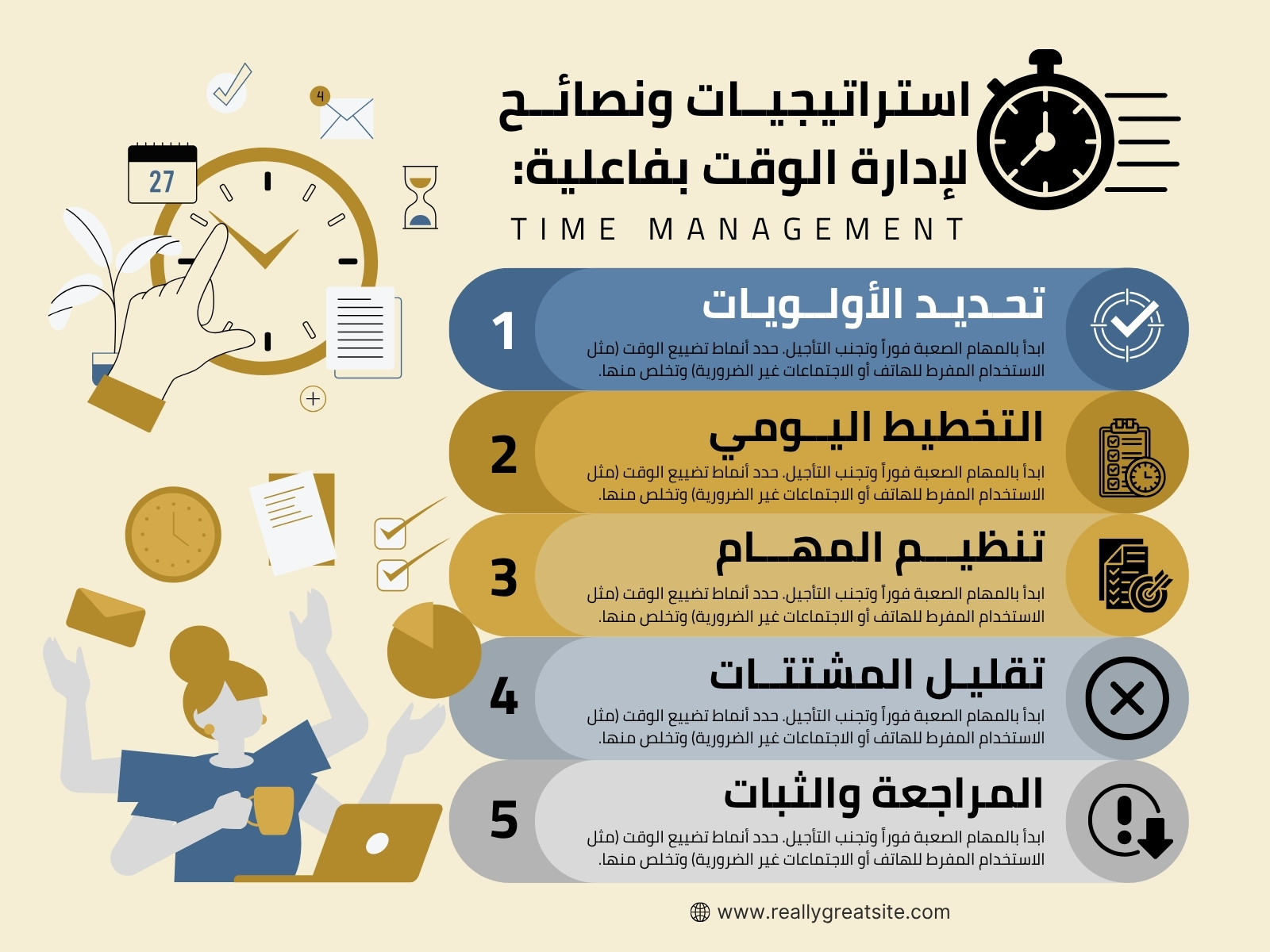 بيج وأزرق حديث إدارة الوقت رسم بياني Graph