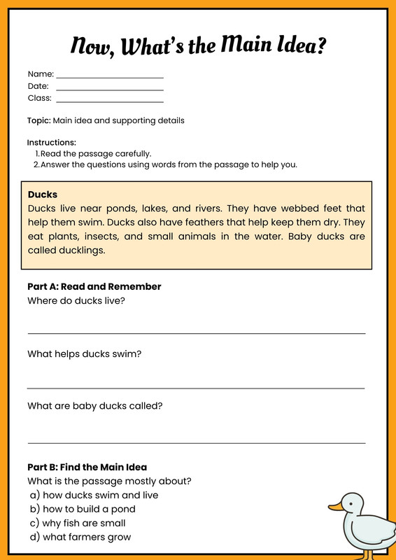 Free printable 2nd grade reading worksheet templates | Canva