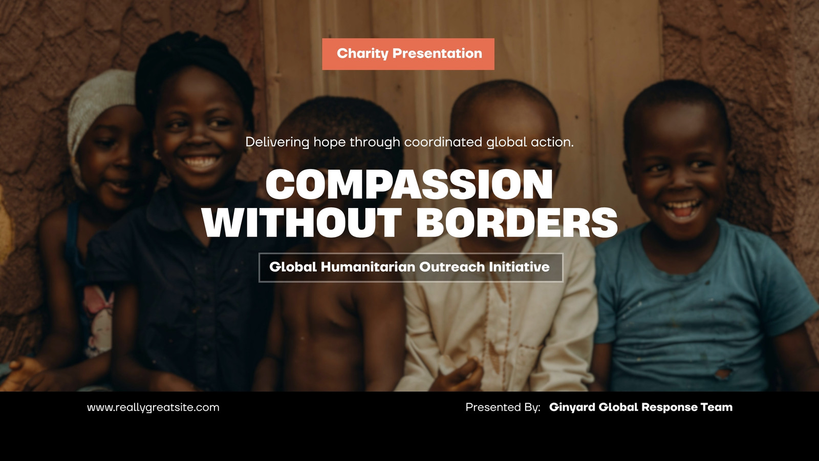 Black White and Orange Modern Charity Presentation