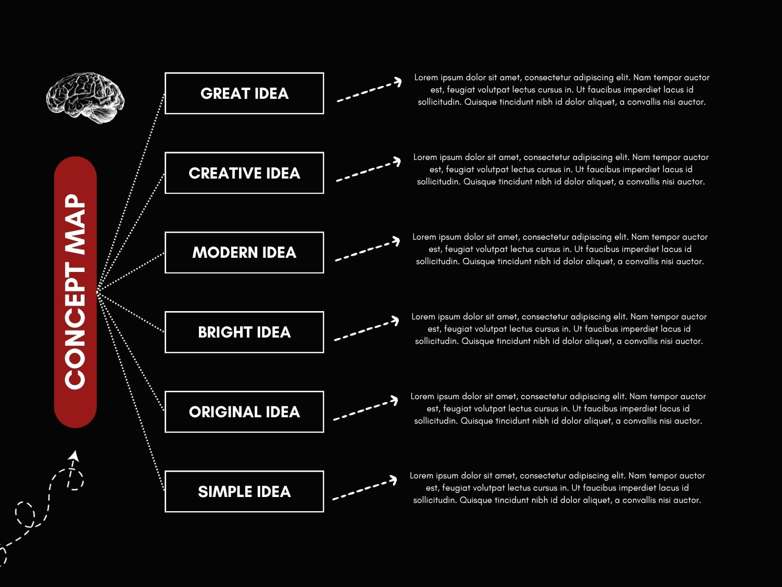 Black Red and White Typographic Concept Map Graph