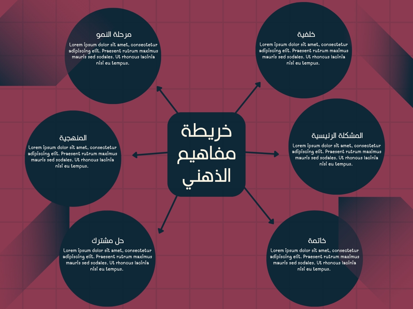خريطة مفاهيم عصرى ازرق و احمر و ابيض