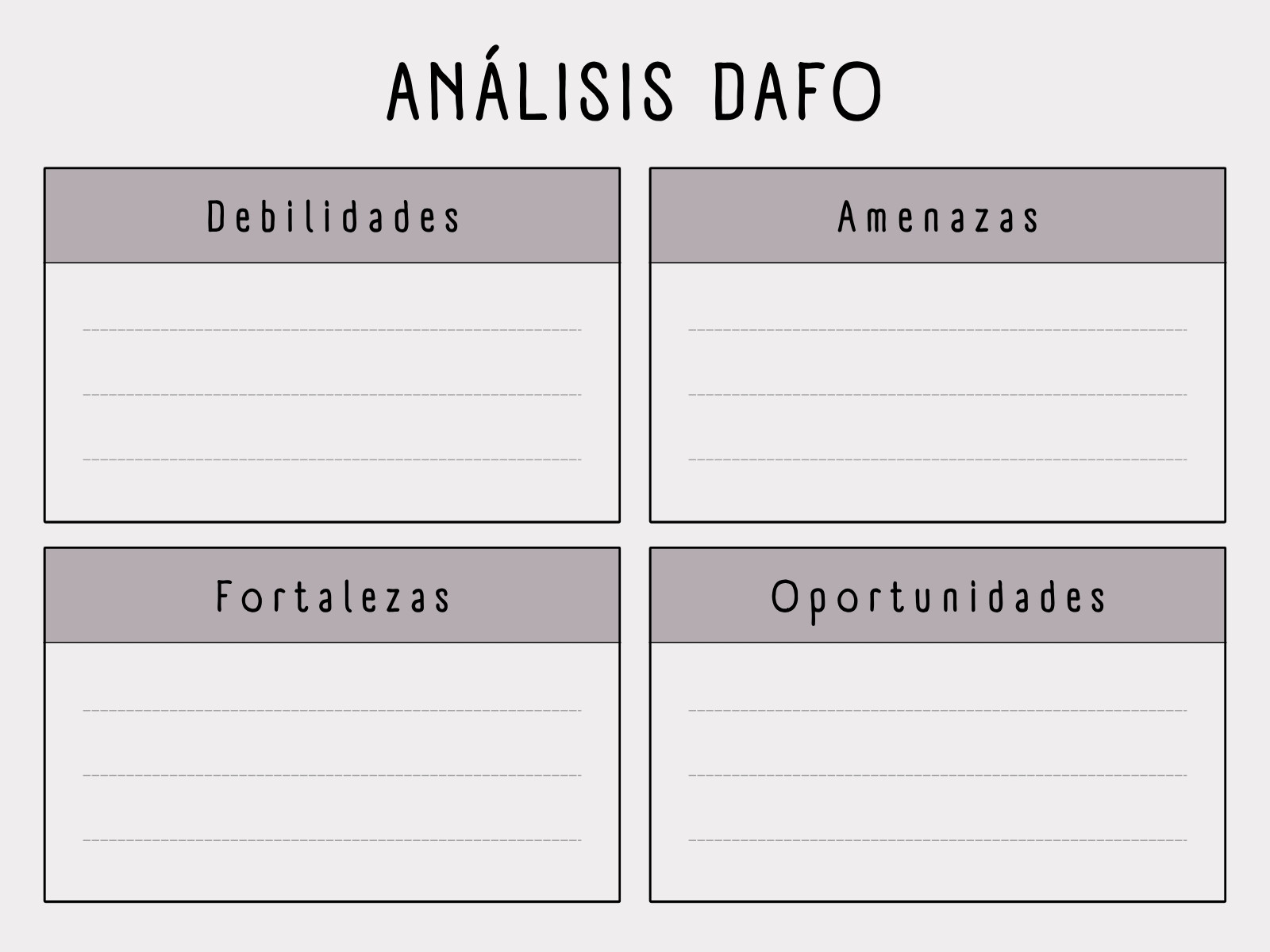 Gráfico análisis dafo minimalista sencillo elegante gris