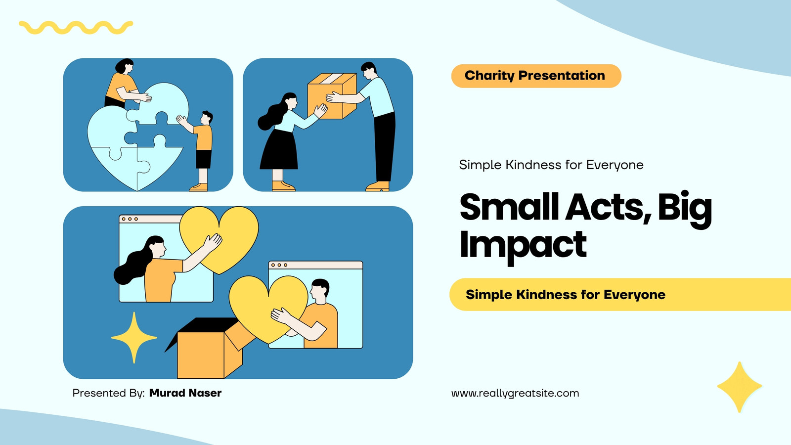 Blue Yellow and White Modern Charity Presentation