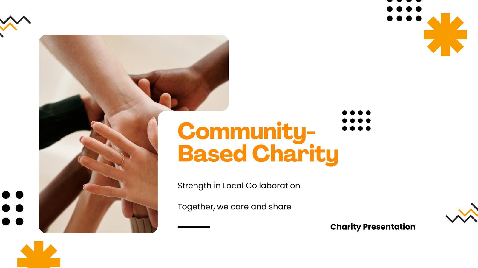 Orange White and Black Modern Community Charity Presentation