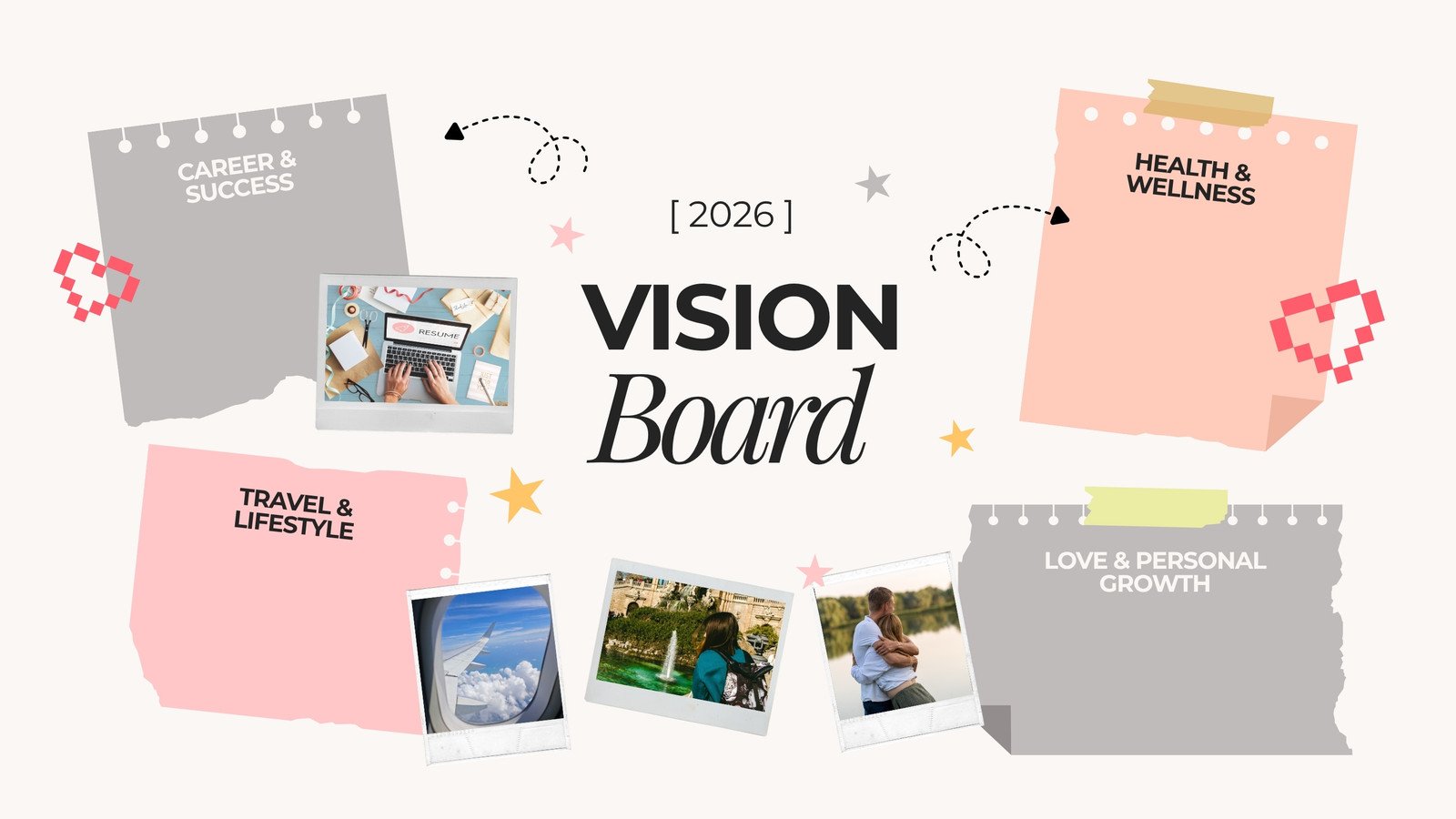 Pink Gray Modern Vision Board Whiteboard