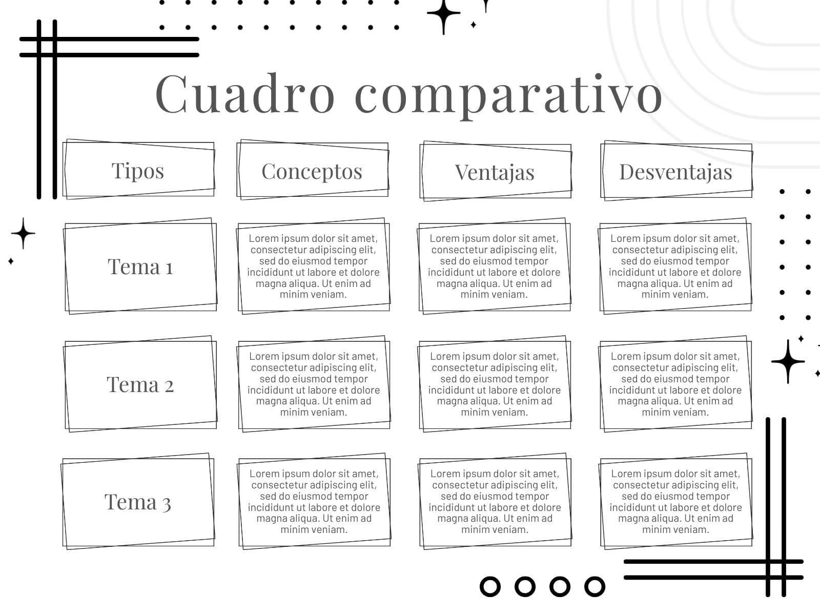 Grafica cuadro comparativo moderno blanco y negro