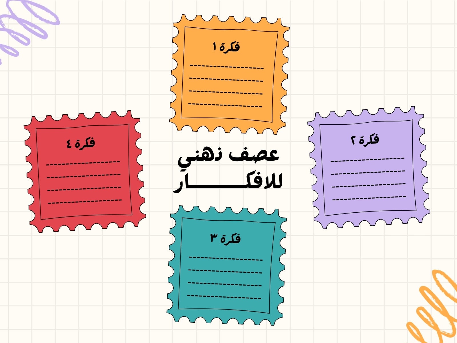 أحمر وأصفر وأزرق حديث العصف الذهني خريطة مفاهيم
