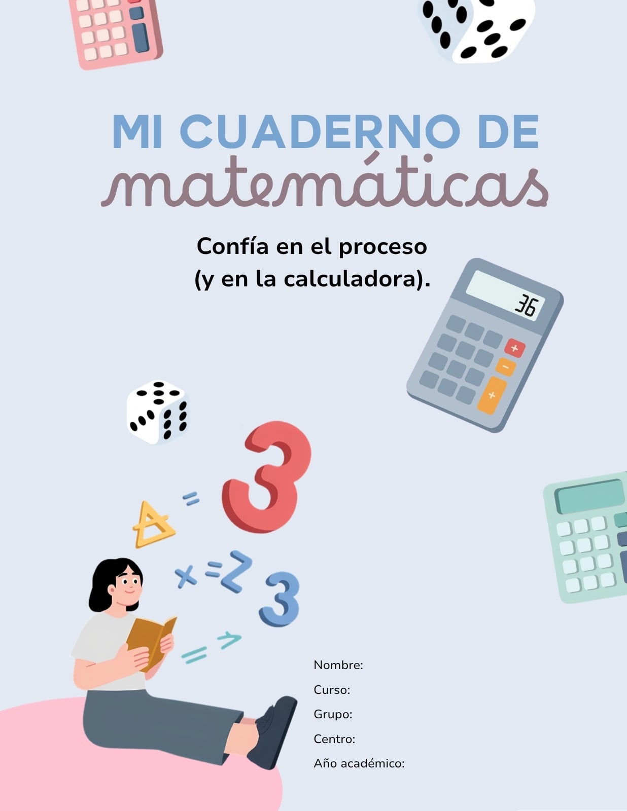 Portada cuaderno matemáticas sencillo colorido