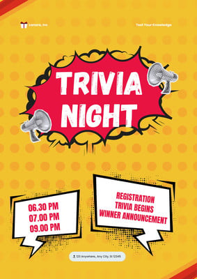 Trivia Reminder Free printable custom trivia night poster templates | Canva