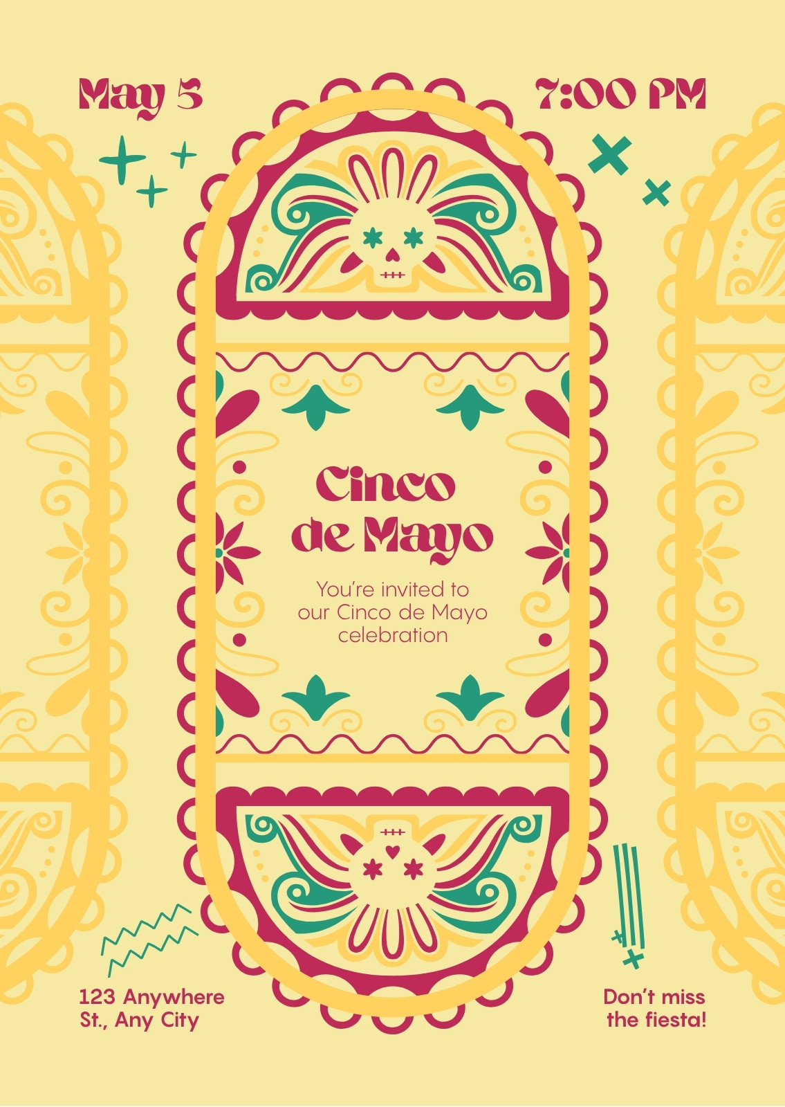 Yellow and Red Traditional Illustrated Fiesta Invitation
