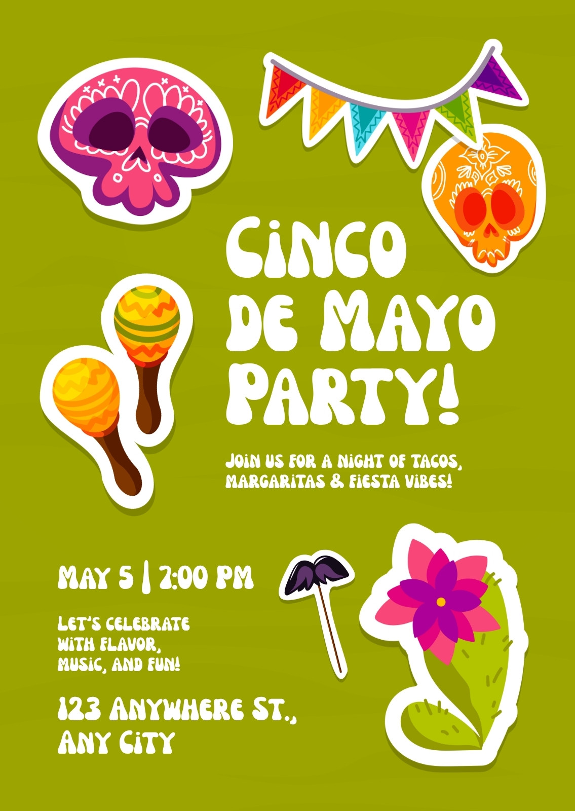 Green and Orange Playful Cinco de Mayo Party Invitation