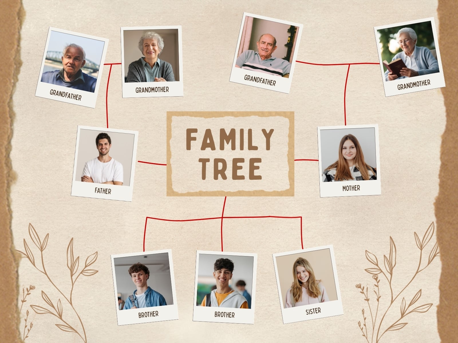 Brown Beige Illustrated Family Tree Graph