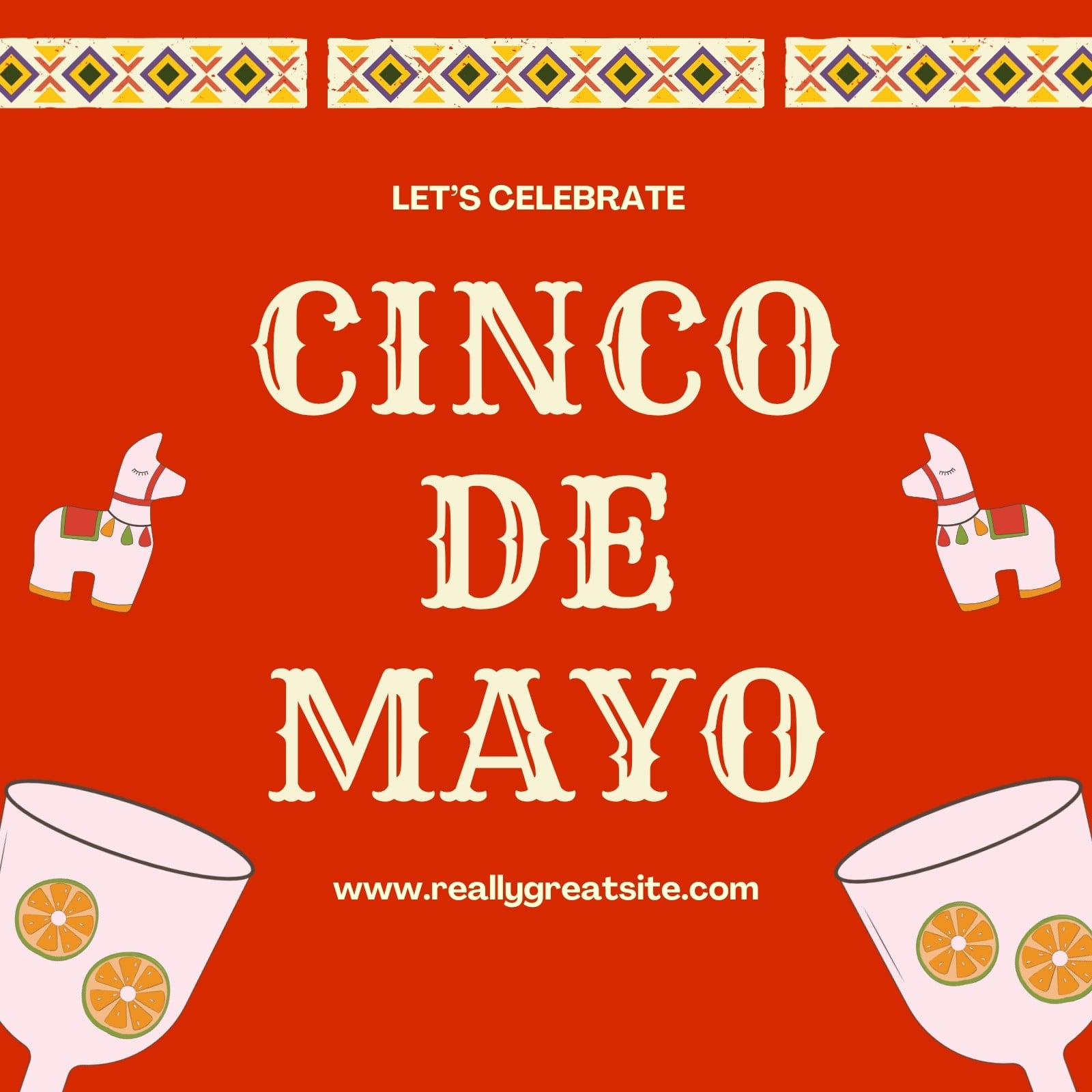 Red and White Simple Cinco De Mayo Card