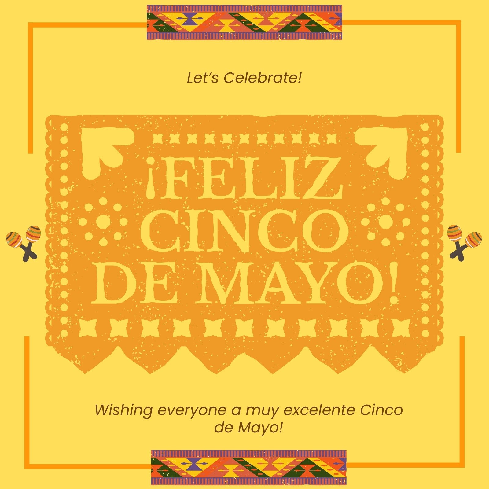 Yellow and Orange Simple Cinco De Mayo Card