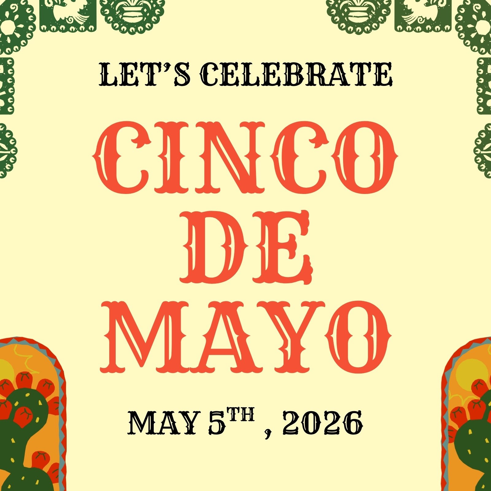 Red and Orange Simple Cinco De Mayo Card