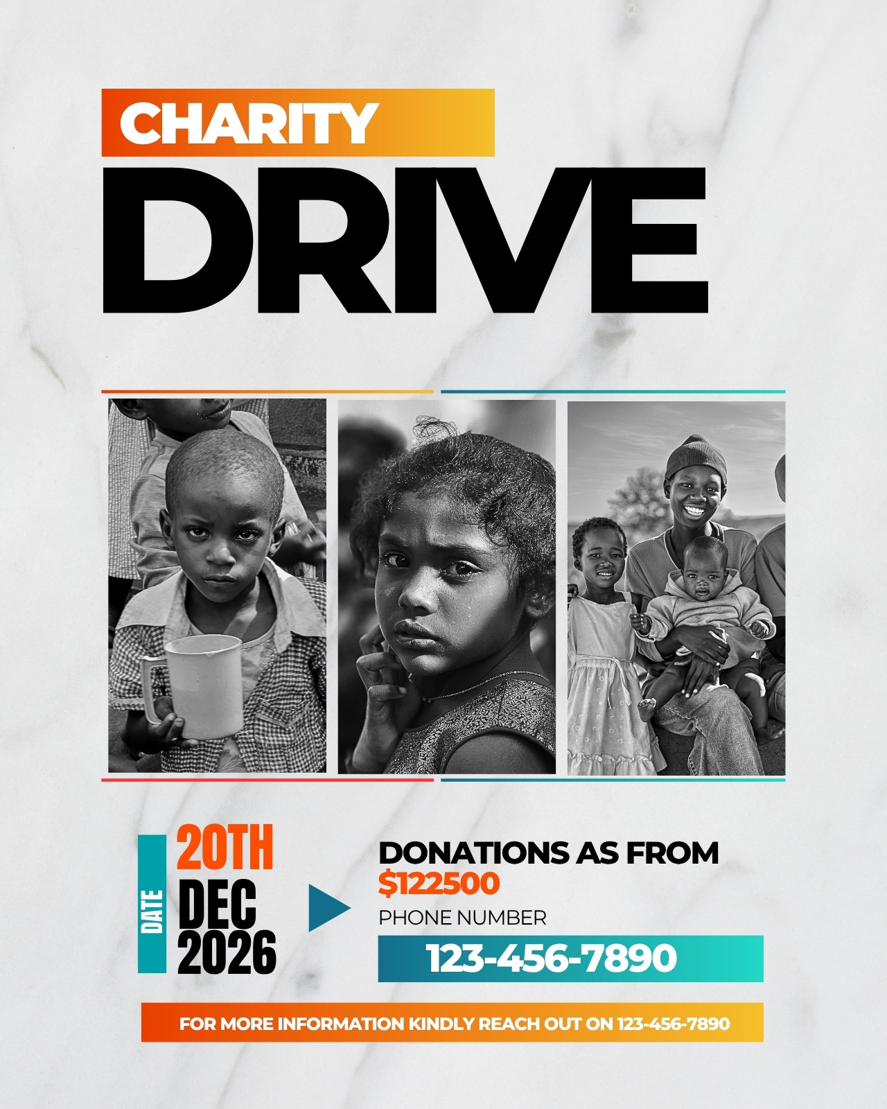 Black and White Bold Charity Instagram Post