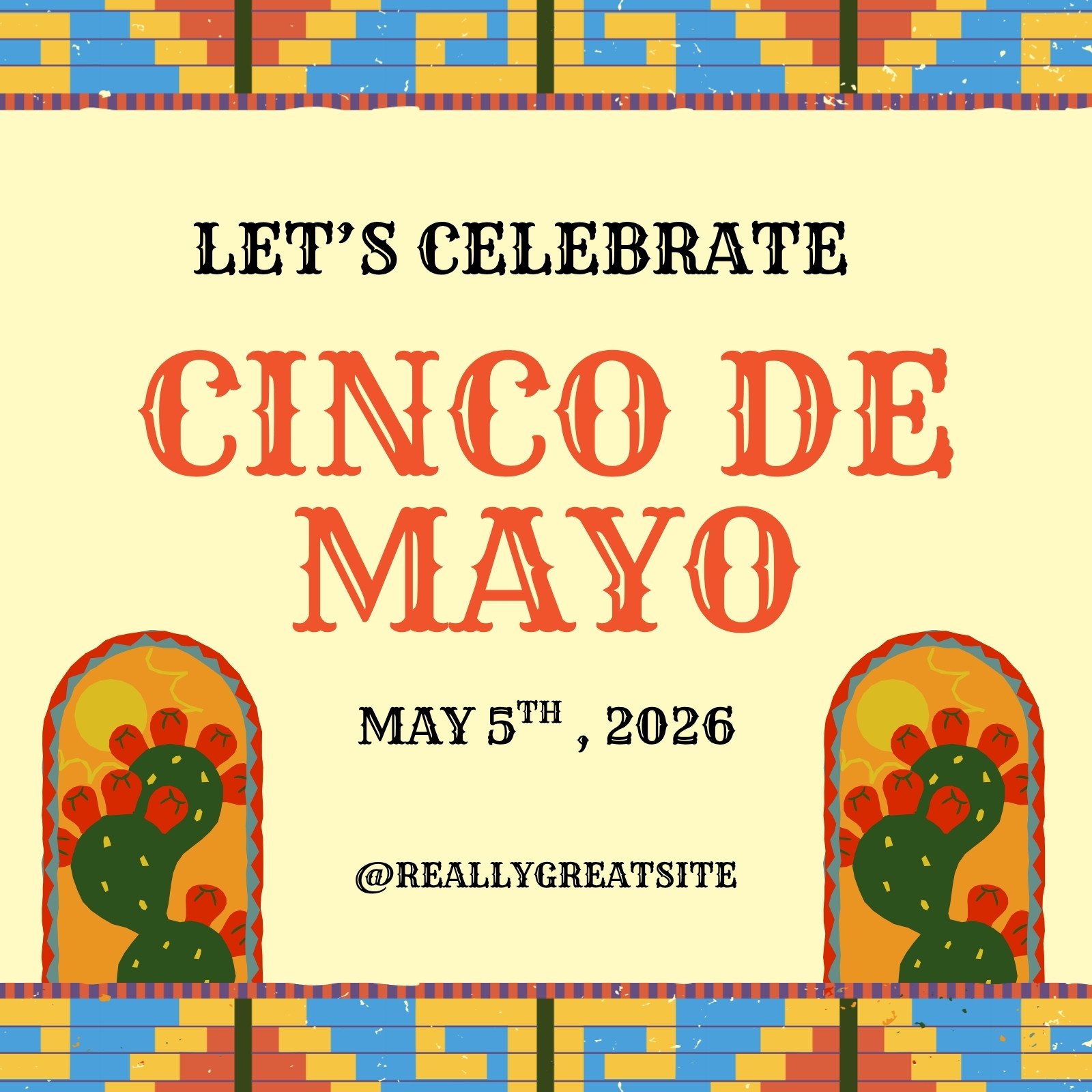 Blue Yellow and Red Simple Cinco De Mayo Card