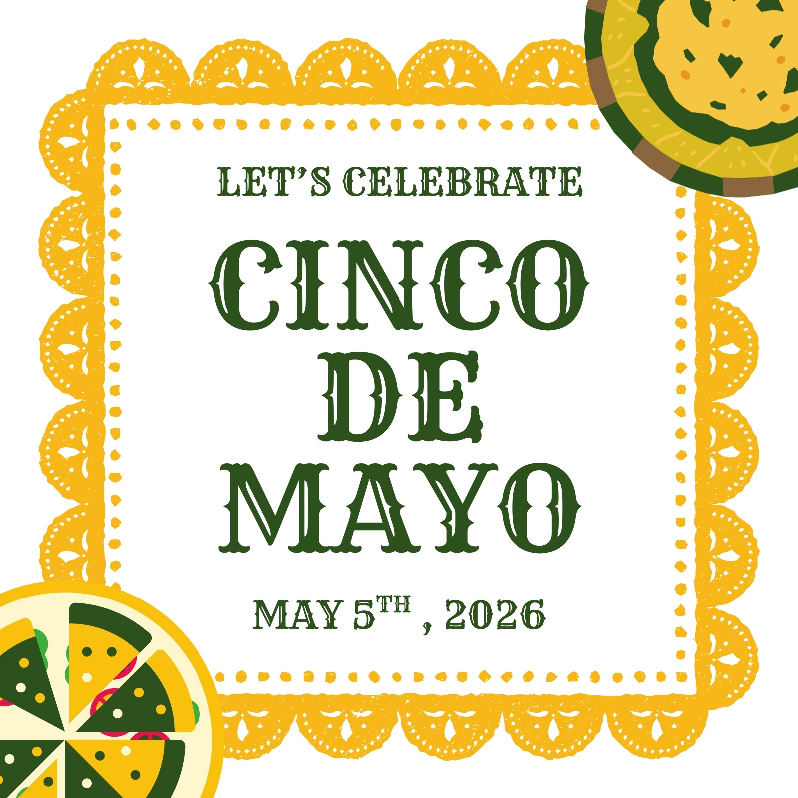 Green And Yellow Simple Cinco De Mayo Card