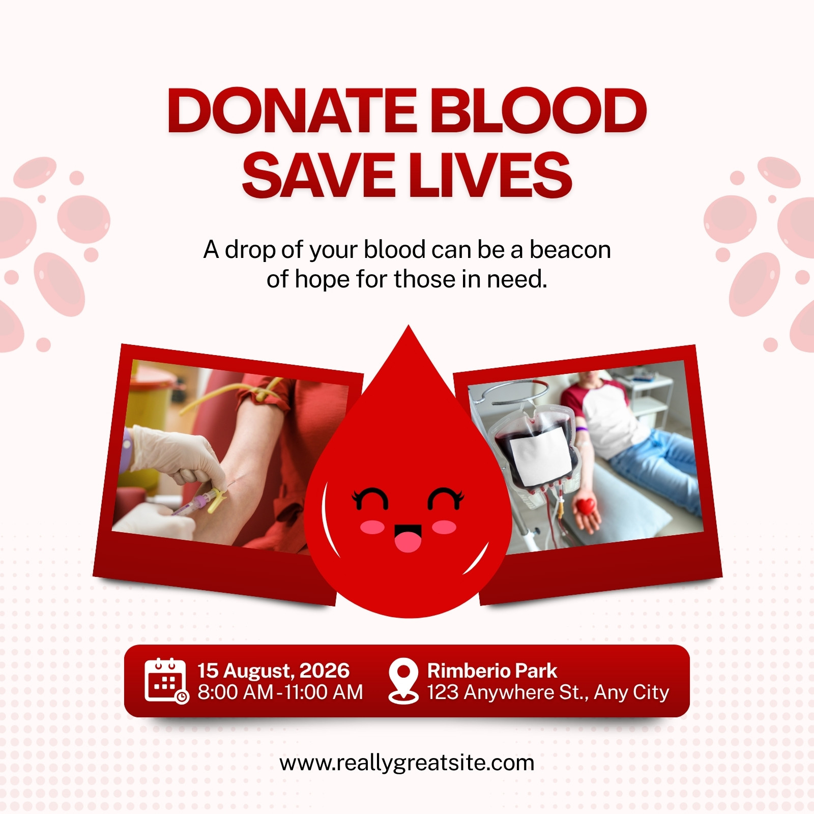 Red and White Modern Donate Blood Save Lives Instagram Post