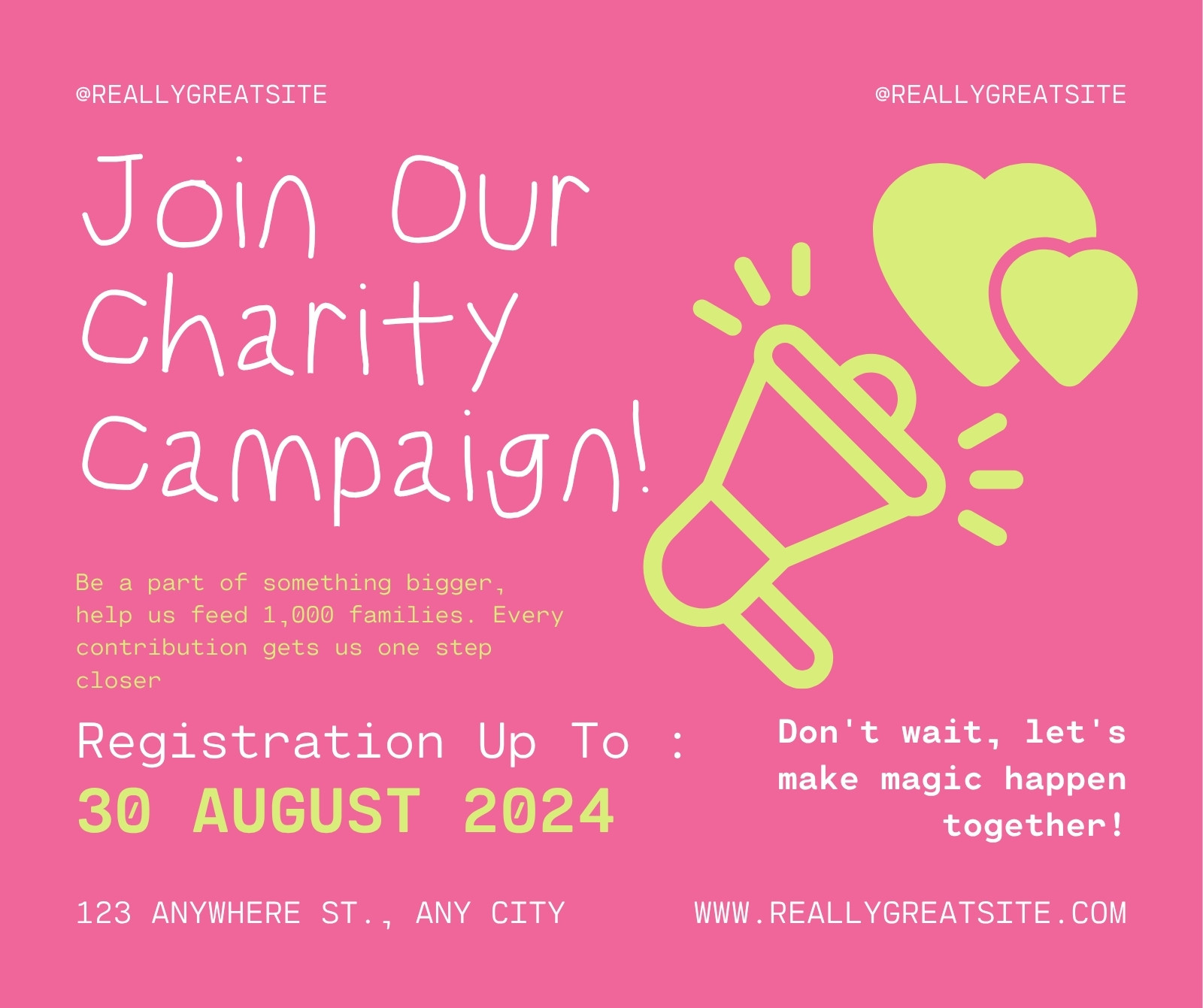 Pink and Yellow Illustrated Charity Campaign Facebook Post