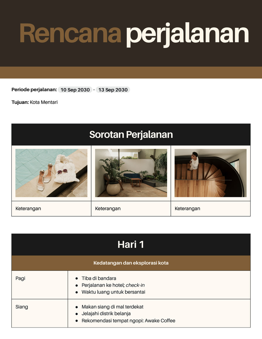Doc Rencana Perjalanan Modern Cokelat Hitam