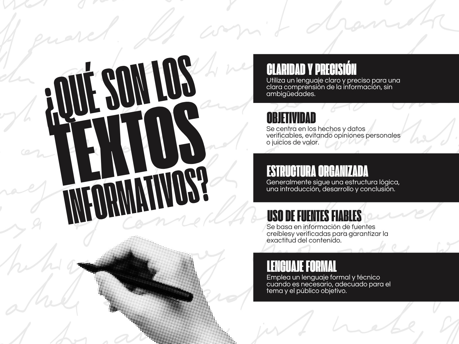 Lluvia de ideas de texto informativo ilustrativo blanco y negro