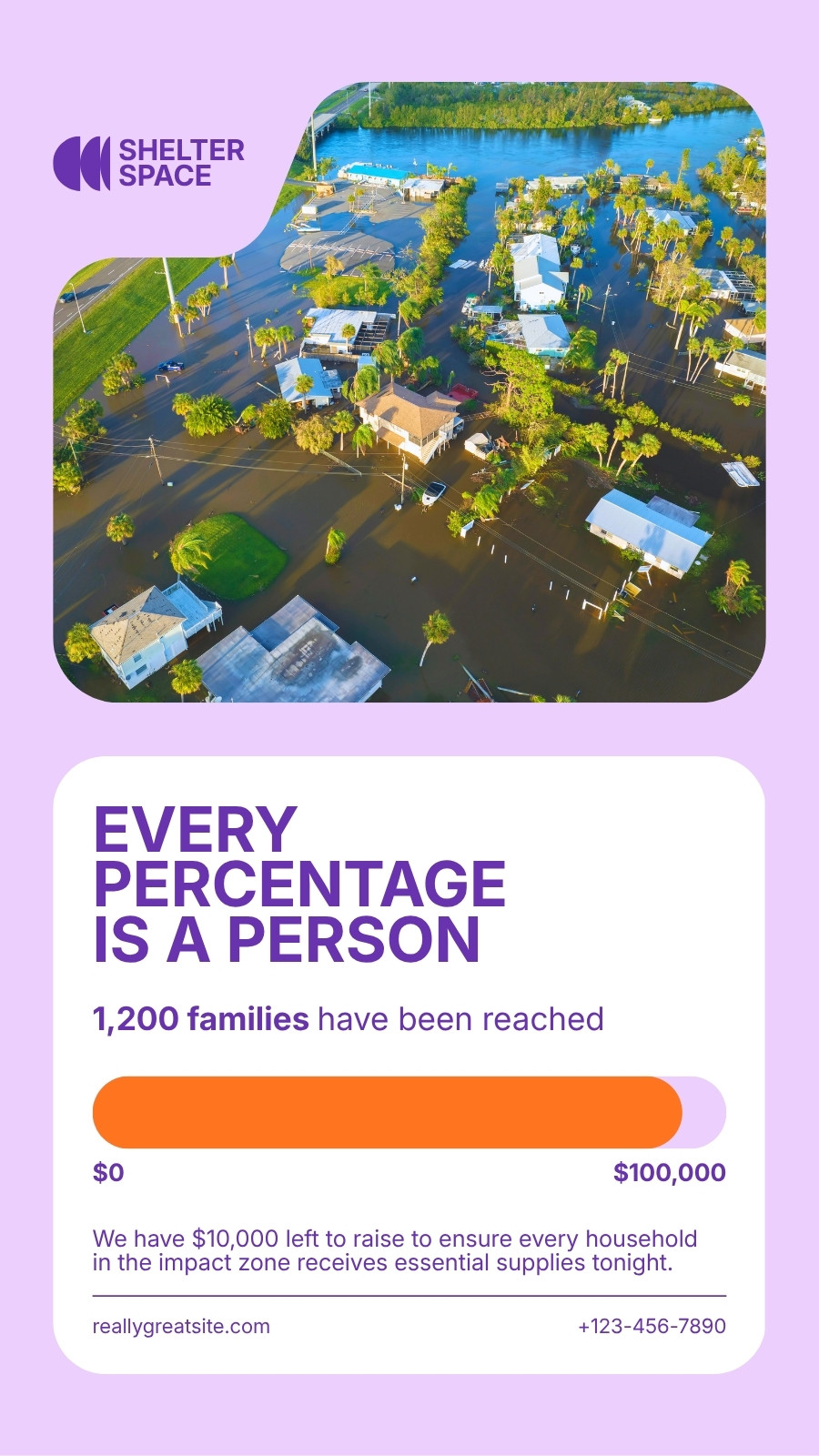 Purple White and Orange Modern Charity Fundraising Update Your Story