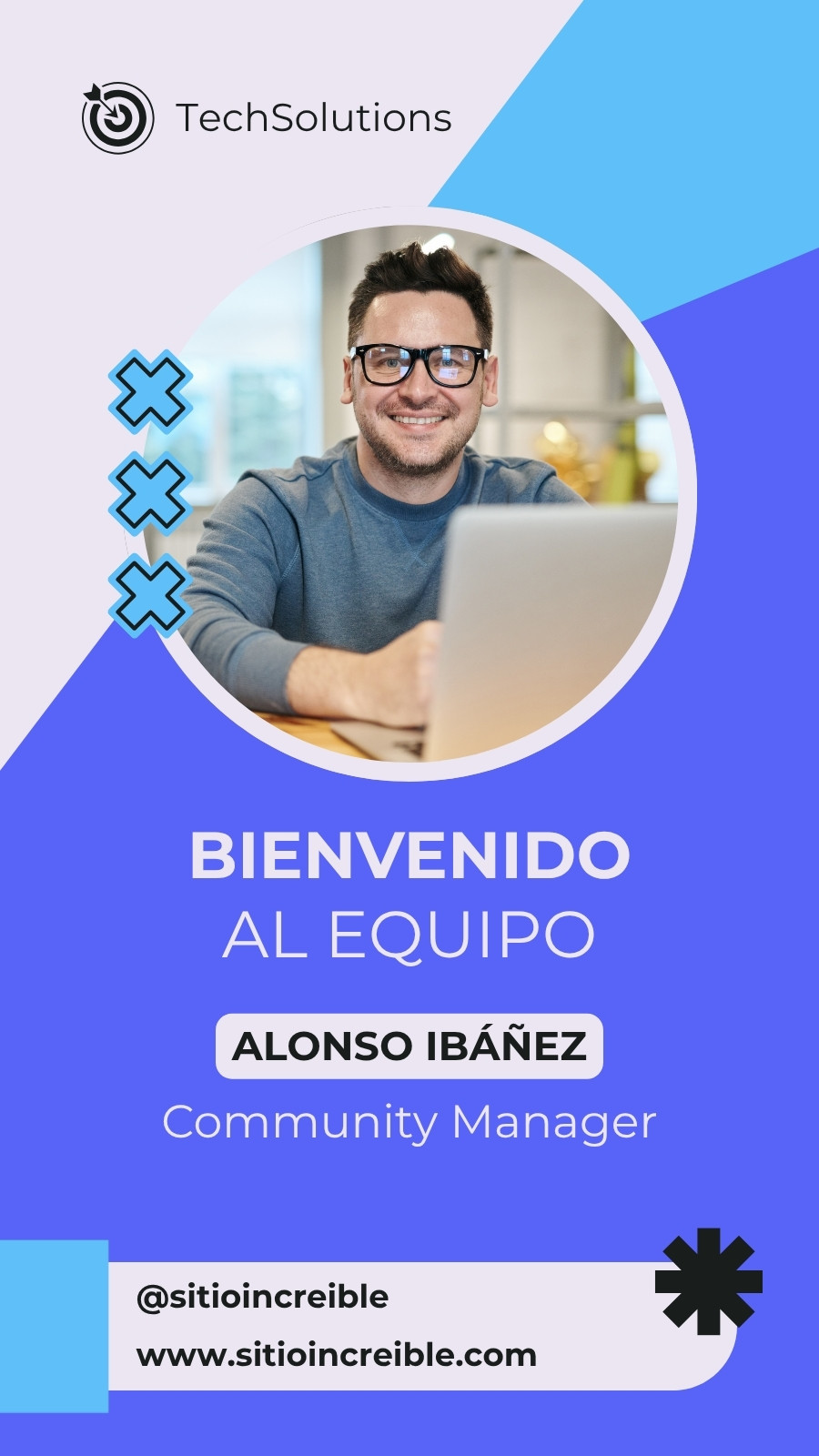 Historia de Instagram Bienvenido al Equipo Moderno Azul y Blanco