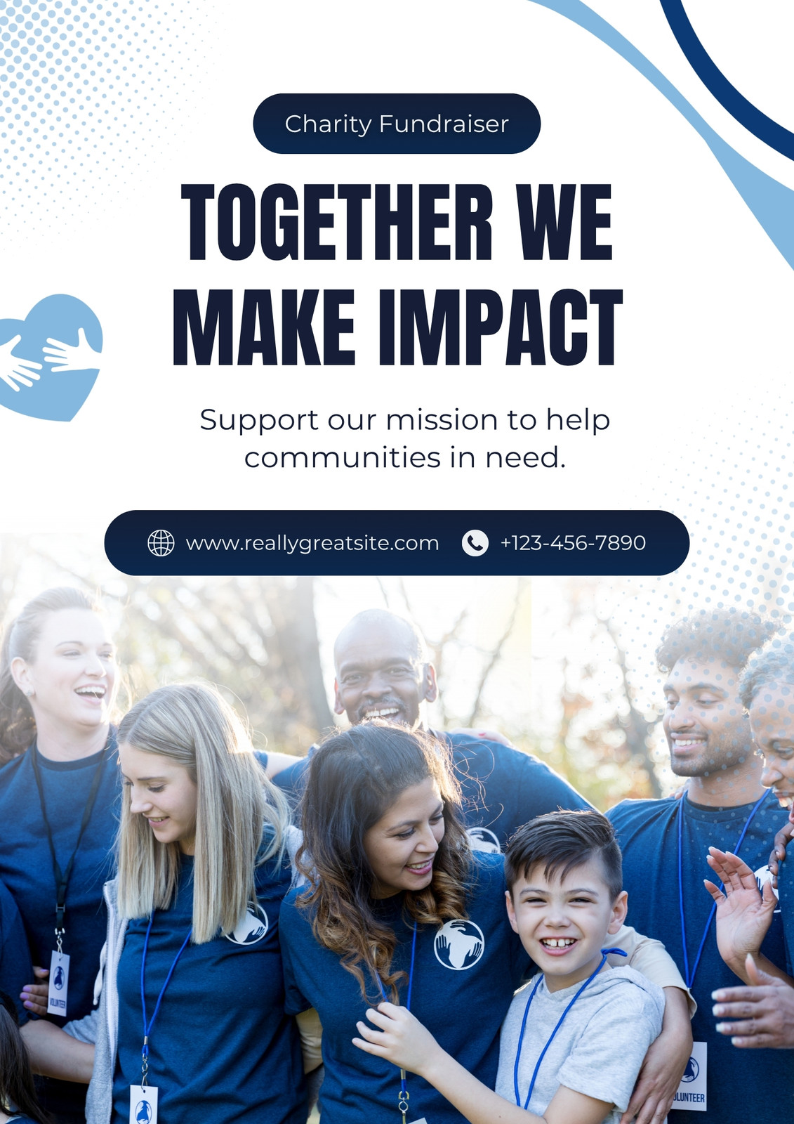 Blue and White Modern Charity Poster