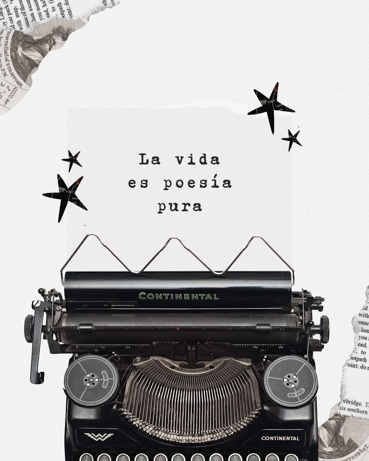 Post instagram frase poesía vintage blanco negro