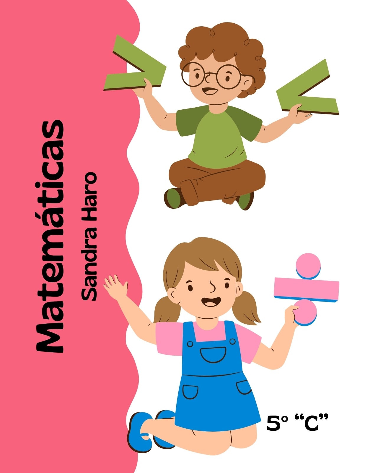 Portada de matemáticas - Cuaderno - Ilustrada y rosa