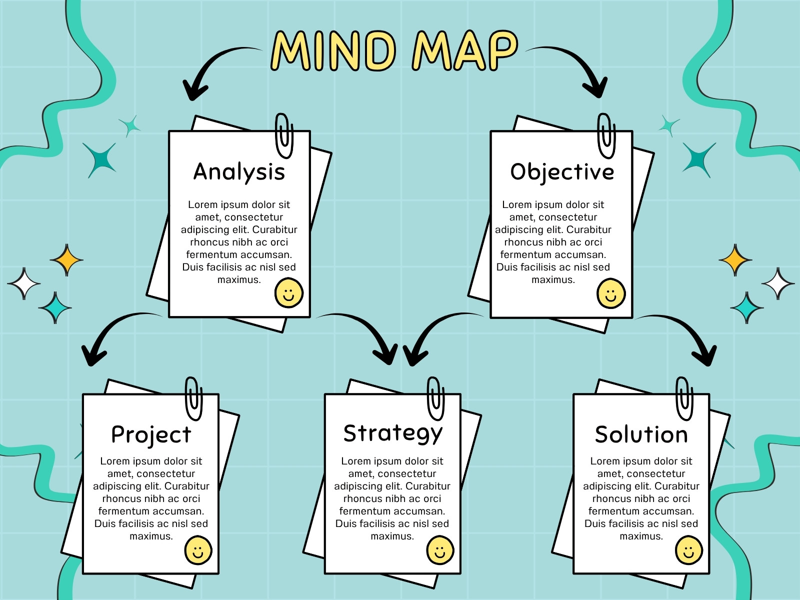 White and Blue Simple Minimalist Mind Map Graph