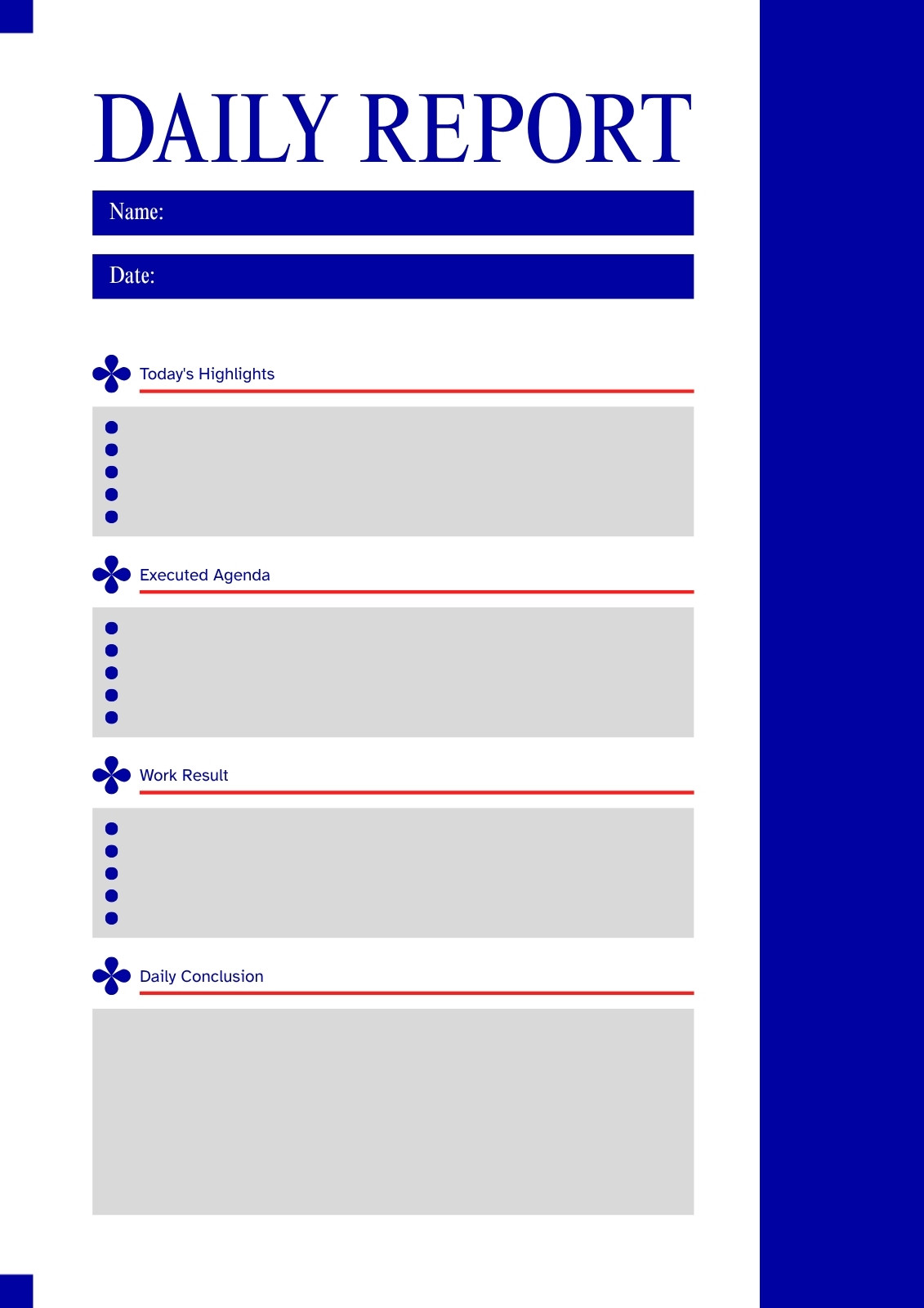 Page 2 - Free printable, customizable daily report templates | Canva