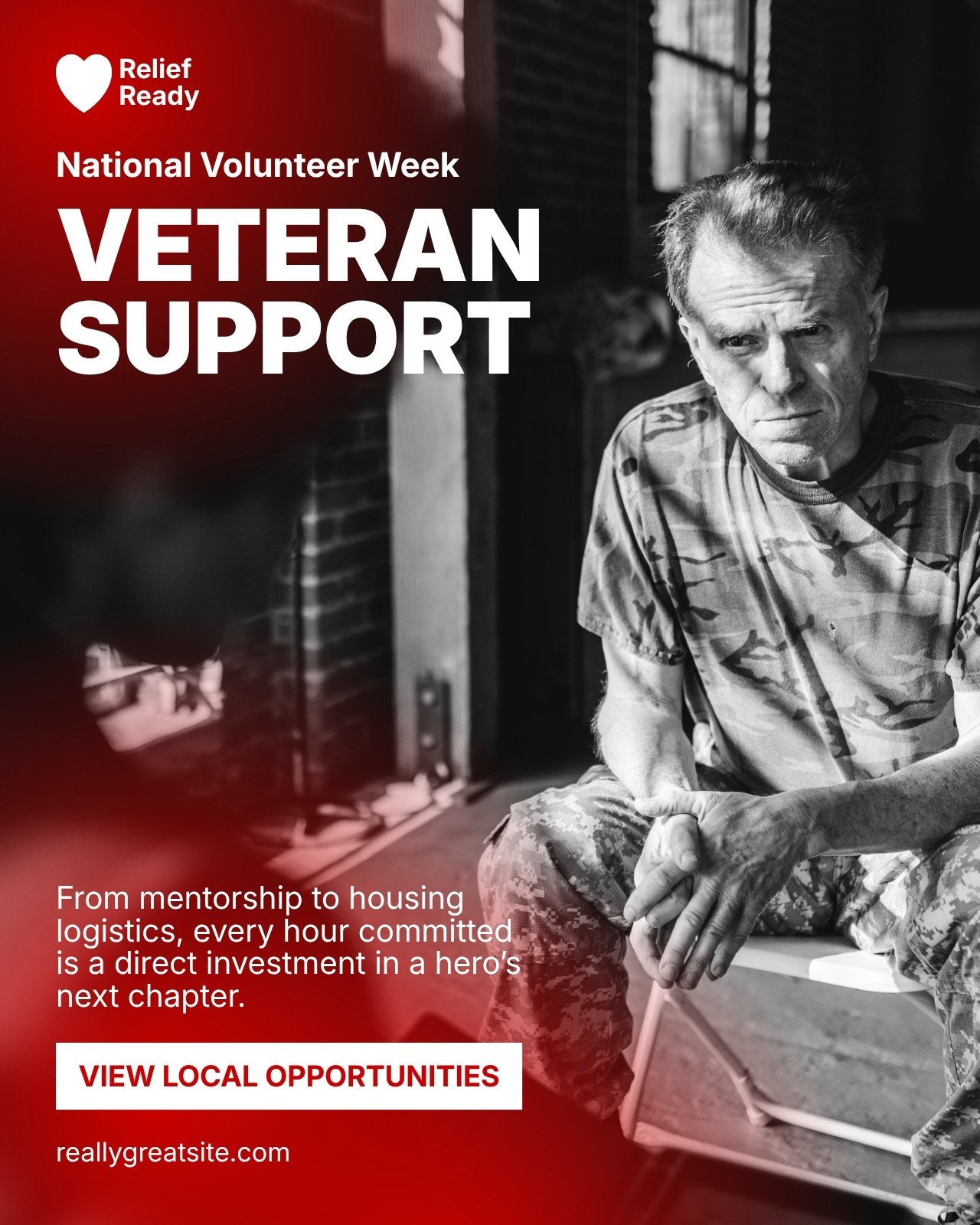 Red and White Modern Volunteer Veteran Support Instagram Post