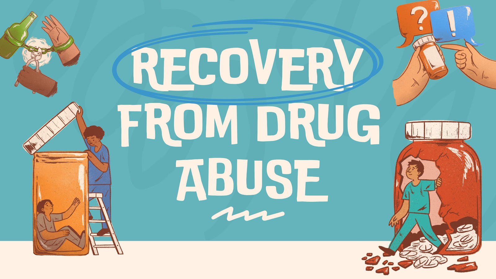 Blue and Brown Illustrated Recovery from Drug Abuse Presentation