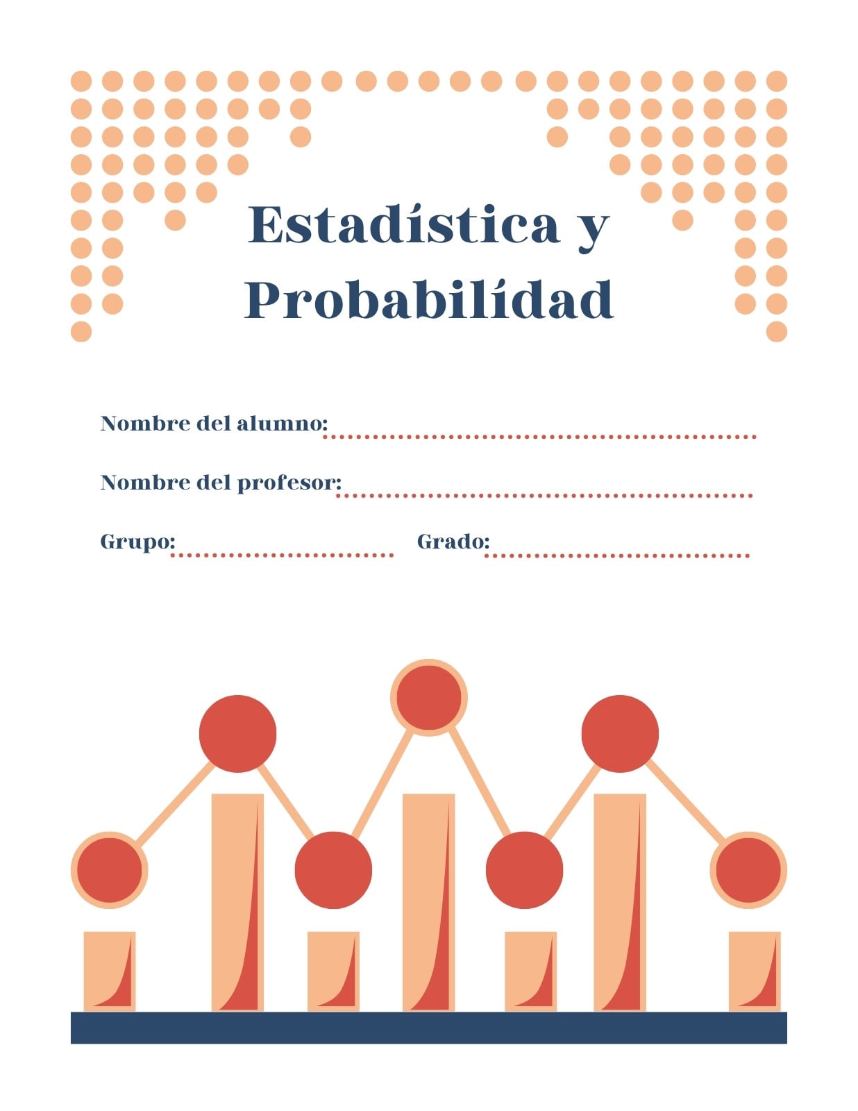 Portada de cuaderno - Estadística y probabilidad - Geométrica, colores cálidos